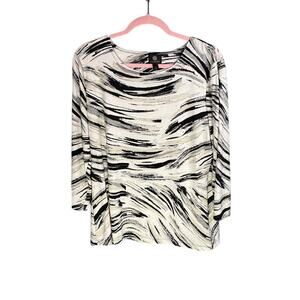 JM Collection Top Women's Size Large Art to Wear Brush Strokes Abstract Textured